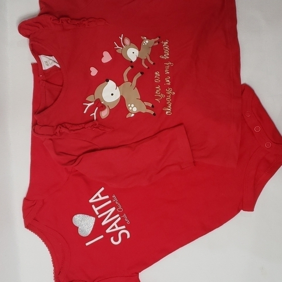 5/$30 H&M Deer Love Long Sleeve Ruffle + NWT Santa Aunt Onesie - Picture 1 of 3